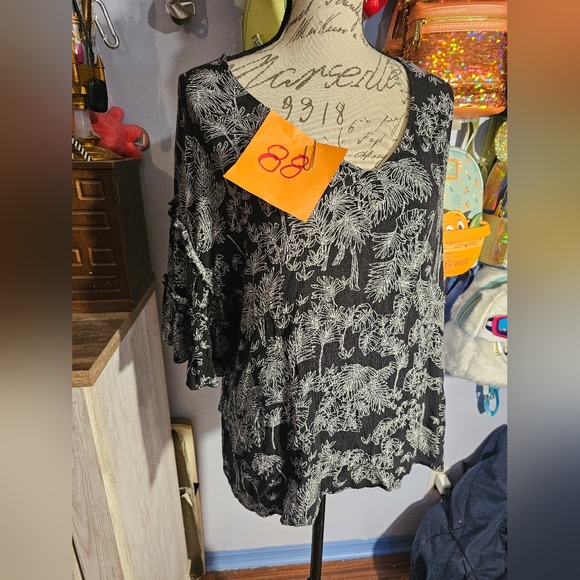 A.n.a A New Approach Black And White Top Ladies Xxlarge Flowy Arms. - Picture 2 of 10